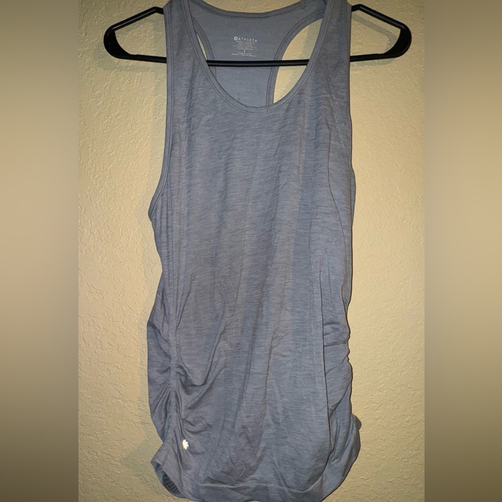 Athleta Gray Asymmetrical Ruched Tank Top